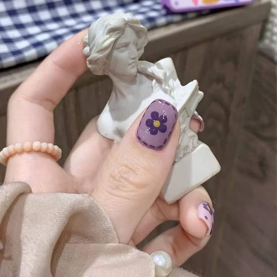 ネイルチップ‪‪❤︎‬パープル 紫量産型地雷韓国ワンホンイニシャルキラキラ ネイルチップ‪‪❤︎‬ブルー 水色 量産型地雷韓国ワンホン‬